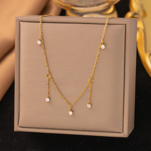 MW قلادة المجوهرات الجميلة قلادة سلاسل الموضة المختنقون طبقات الماس الفولاذ المقاوم للصدأ قلب جولة بلورات قلادات سحر - Product Image 3