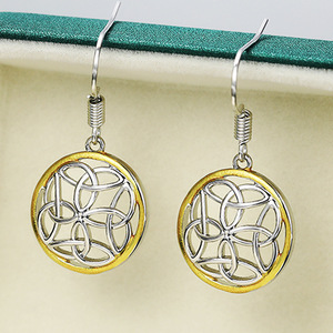 Orecchini Pendenti Vintage Rotondi Bicolore per Donne, Gioielli Creativi da Indossare all'Orecchio - Product Image 2