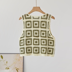 Camisola de <span class=keywords><strong>Ganchillo</strong></span> Sólida Estilo Bohemio Vintage para <span class=keywords><strong>Mujer</strong></span>, Verano, Hueca, Sexy, Cuello Cuadrado Largo, <span class=keywords><strong>Chaleco</strong></span> Transpirable, Talla Única, ODM OEM - Product Image 3