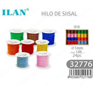 Spago di Sisal Ilan 1mm 12m Colori Assortiti 24 Pezzi per Artigianato e Cucito - Product Image 1