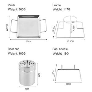 Plat à rôtir pour poulet en acier inoxydable de haute qualité, support à poulet pour barbecue, rôtissoire à poulet portable pour canettes de bière - Product Image 2