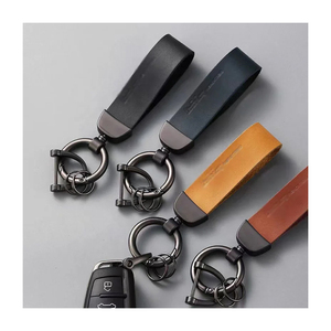 China Wholesale Sublimation <b>Custom</b> Engraving logo Business Metal Leather Car <b>Keychain</b> - Product Image 1