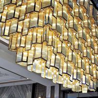 Lustre LED en métal de grande taille, style moderne, personnalisable, carré, pour hôtel, restaurant, maison, villa, centre commercial, dimmable