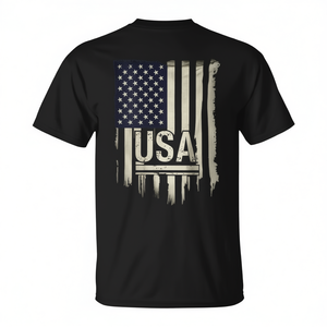 Camiseta con estampado de bandera de Estados Unidos en la espalda, color negro, ropa informal para hombre - Product Image 2