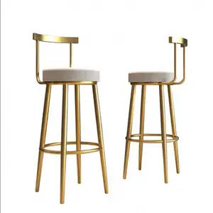 Silla de Bar moderna y minimalista con estructura de metal, silla de Bar alta