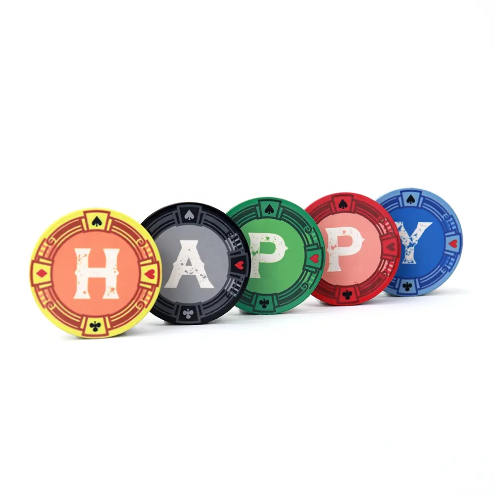 Fabrika doğrudan sağlamak 10g wpt seramik poker cips H A P Y kelime tasarım oem özel logo 39mm caisino gabmling oyun
