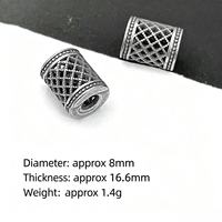 Perle de séparation en argent plaqué cuivre, longue, creuse, avec trou traversant, motif porte-bonheur, pour la création de bijoux DIY