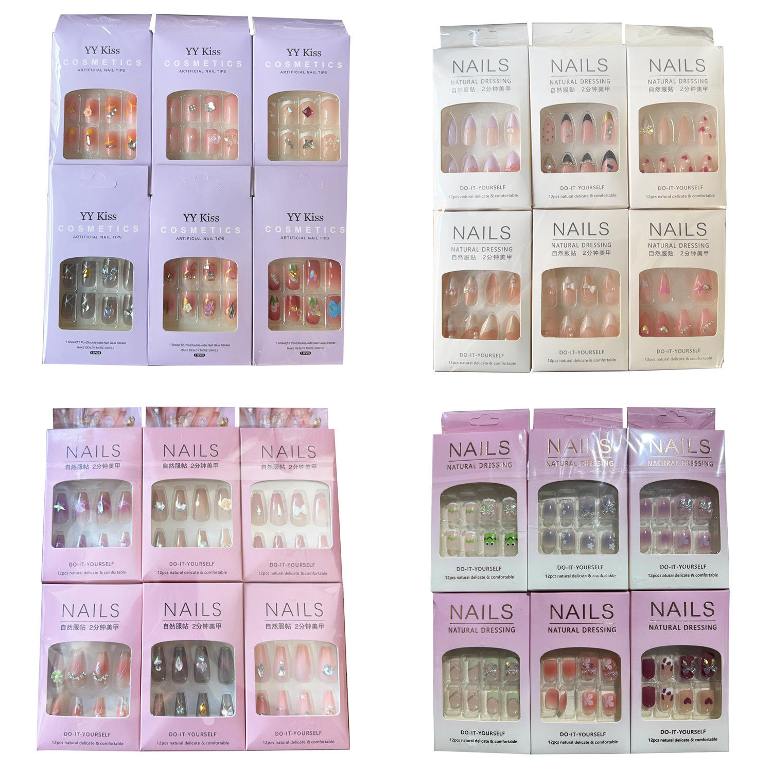 Bestseller High-Quality French Tip Short 24Pcs Acrylic Press on Nails Private Label with Luxury Gift Box for Nail Procurement