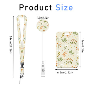 Wholesale small floral print epoxy round easy-pull <b>buckle</b> back <b>clip</b> name tag ID badge factory badge employee lanyard card - Product Image 4