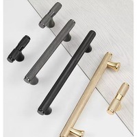 Poignée de meuble en laiton moleté noir, gris et or poli, style industriel moderne, antidérapante, allongée, pour armoire et barre de penderie