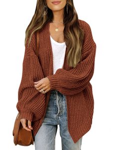 Cappotto 2025 da donna con maniche a lanterna Cardigan <span class=keywords><strong>in</strong></span> maglia di lana grossolana lungo nuovo stile autunno <span class=keywords><strong>inverno</strong></span> con tasche - Product Image 6