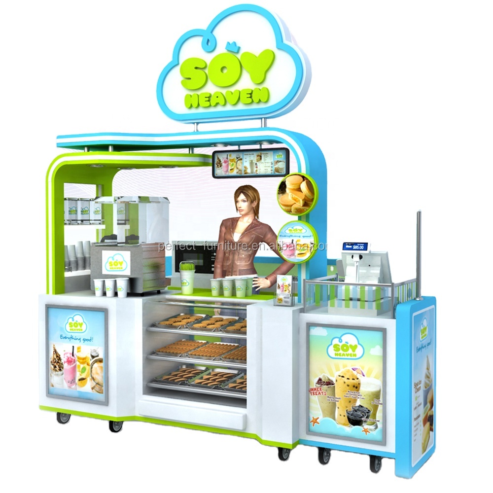 mobile kiosk food carts drink display bar sugarcane juice machine kiosk for sale