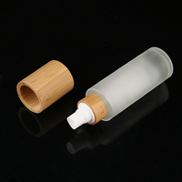 Botol Lotion kaca kosmetik buram Set botol semprot bambu botol semprot tutup bambu botol semprot