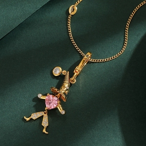 क्रिस्टल क्लोज स्क्रिकरो दिल पेलेंट हार महिलाओं के लिए आकर्षक सर्कस आकर्षण गहने - Product Image 1