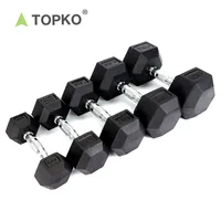 TOPKO-Ensembles d'haltères hexagonaux en acier revêtu de caoutchouc, 10kg, 40kg, équipement d'entraînement de gymnastique
