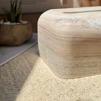 Boîte à mouchoirs et porte-serviettes créative beige contemporaine en marbre et pierre, durable, pour la maison et le bureau