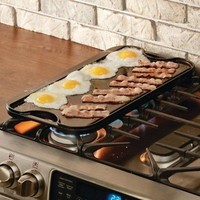 Plaque de cuisson double face en fonte pour barbecue, grill de cuisine à surface plane