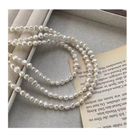 Colliers en perles d'eau douce irrégulières faits à la main à la mode pour femmes Chaîne en argent sterling 925 Bijoux