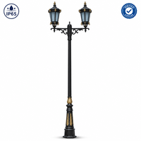 Lampadaire LED extérieur double tête de luxe, style rétro européen, étanche IP65, sur poteau de 3,5 m, pour villas et manoirs