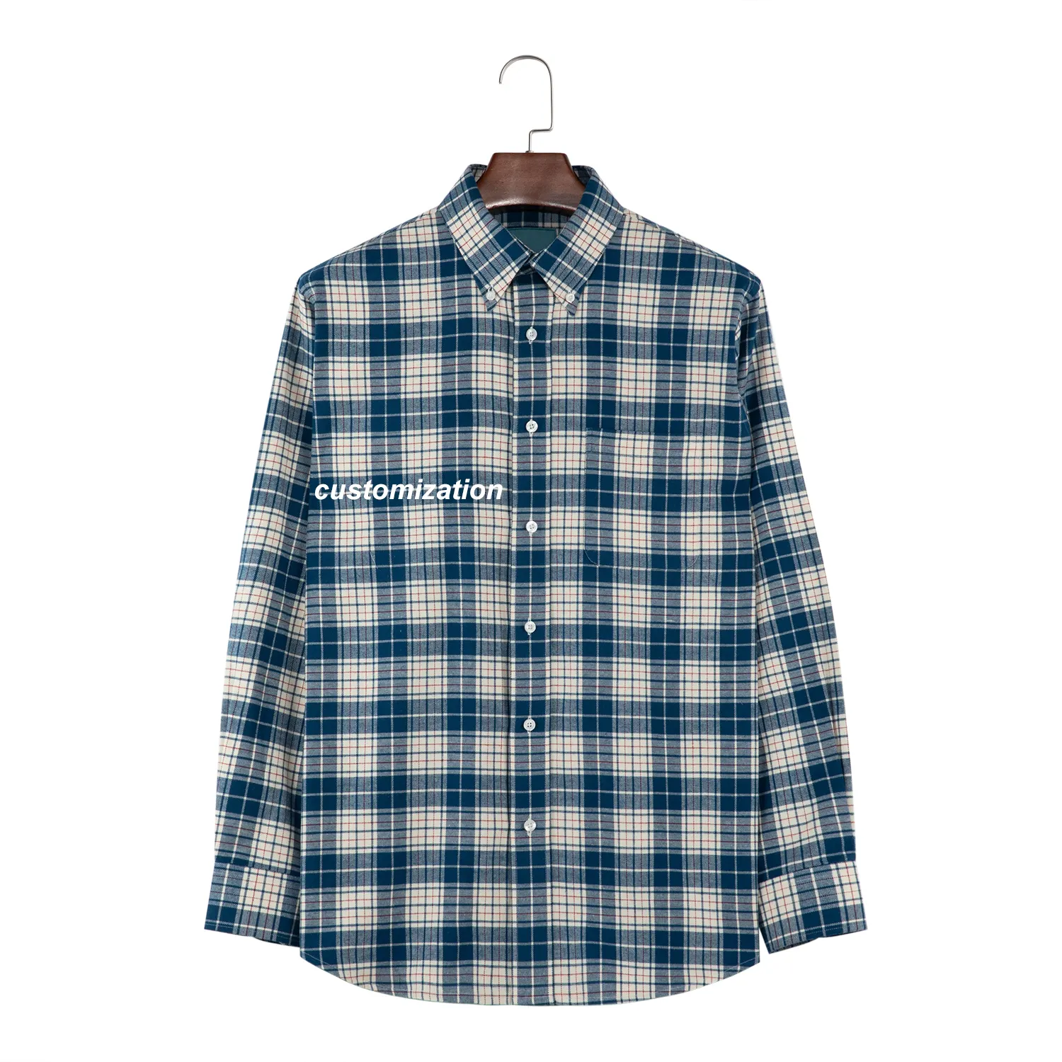 Camisa xadrez de manga comprida para homens plus size de algodão com botões roupas de verão estilo casual personalizado