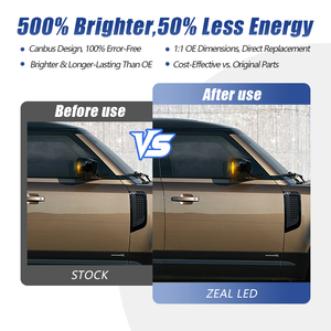 Luz de Señal de Giro <span class=keywords><strong>LED</strong></span> Dinámica con Lente Ahumada para Land Rover Defender 2019+, Intermitente Secuencial, Marcador Lateral - Product Image 5