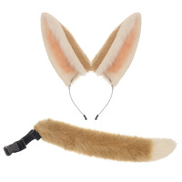Ensemble d'oreilles de renard Fennec et queue, accessoire de costume d'Halloween, bandeau et queue d'animal pour Comic Con, fête costumée