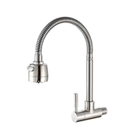 Robinet de cuisine mural moderne en acier inoxydable, pivotant à 360 degrés, monocommande, finition brossée, pour évier commercial