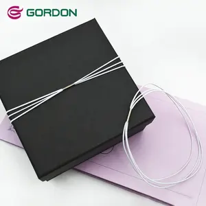 Gordon kurdeleler özel 1.5mm yuvarlak beyaz elastik bant streç döngü şerit hediye kutusu dekorasyon sarma için Metal klip ile