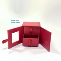 Boîte à bijoux de Noël personnalisée de luxe à double porte, 2 petits tiroirs, finition mate, gaufrage, revêtement UV, doublure en éponge