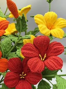 Exquisito Ramo de <span class=keywords><strong>Flores</strong></span> de Campsis Tejidas a Crochet, Hechas a Mano, de Primera Calidad, para Decoración del Hogar, Bodas y Fiestas - Product Image 4