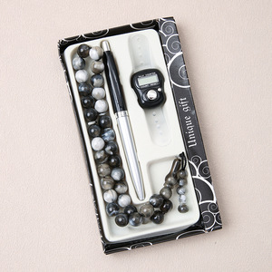 IStapromo Gifts Lot de 3 pièces économique : Ensemble de perles de prière musulmanes pour l'Aïd (Tasbih 99 perles), compas de prière et compteur numérique stylo - Product Image 5