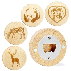 Oneway <strong>Custom</strong> <strong>Fridge</strong> <strong>Magnet</strong> Round Wooden Bottle Opener - Product Image 1