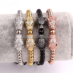 Bijoux de location de <span class=keywords><strong>luxe</strong></span> CZ Pave léopard charmes en acier inoxydable macramé Bracelet femmes hommes JBS10680 - Product Image 6