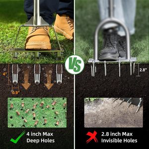 Aireador <span class=keywords><strong>Manual</strong></span> <span class=keywords><strong>de</strong></span> Césped con Púas, Herramienta Resistente para Airear el Suelo del Césped, Jardín y Patio - Product Image 3