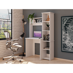 DB DEPOT E-SHOP bureau Aramis, cinq étagères, deux étagères supérieures, blanc - Product Image 1