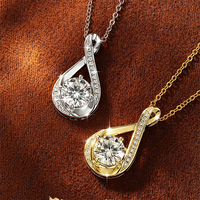 Collier pendentif infini en moissanite VVS D plaqué or 14 carats de haute qualité, rond 8 mm et 1,2 mm, pour femme