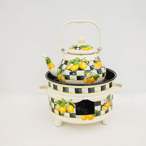 Juego de 3 Ollas de Cocina de Esmalte con Estampado de Limón Personalizado Boyang, con Dos Asas con Recubrimiento Dorado - Product Image 3