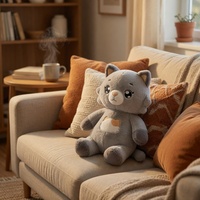 Fabricant de jouets en peluche personnalisés OEM ODM, peluche chat gris Kawaii, rembourrage en coton PP, peluche douce et bien garnie, jouet en peluche personnalisé