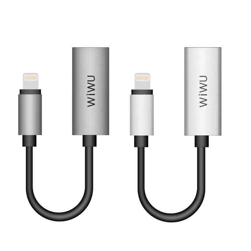 Wiwu Wit Kabel Naar 3.5Mm Voor Telefoon Mfi Gecertificeerd Headphone Jack Audio Adapter Voor Mobiele Telefoon