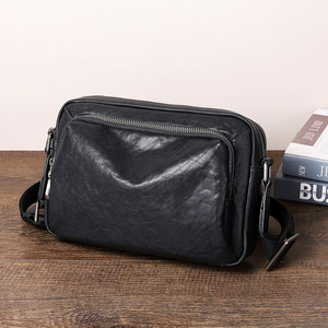 Bolso Cruzado de Cuero Genuino para Hombre, Pequeño, Negro, Ligero, para Uso Diario - Product Image 4