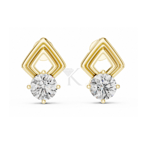 ต่างหูเพชรทรงเชฟรอนแบบกลม ขนาด 0.50-5.00 กะรัต เพชรเลี้ยงในห้องปฏิบัติการ ตัวเรือนทองคำแท้ ดีไซน์หรูหรา เรียบง่าย สง่างาม - Product Image 1