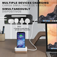 Station de charge verticale pour bureau, prise à grand espace, 4 ports USB, 1 sortie Type-C 3.1A, étanche IPX6, câble de 2 m, résistant au feu