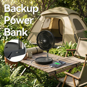 Rechargeable Outdoor Standing <b>Fan</b> <b>With</b> <b>Remote</b>, Adjustable Height, 4-Speed, LED Light, Power Bank, Portable for Home & Travel Por - Product Image 5
