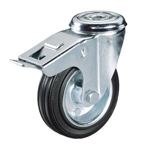 Rueda giratoria Ttake de 100 libras con rodamiento de bolas, freno de bloqueo total, acero gris, banda de rodadura firme, orificio redondo pasante - Product Image 1