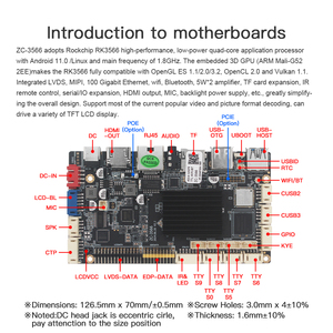 บอร์ด Rockchip RK3566 ระบบฝังตัว Android/Linux สำหรับควบคุมหุ่นยนต์/เครื่องจำหน่ายสินค้าอัตโนมัติ  แบบกำหนดเองสำหรับ OEM  บอร์ดพัฒนาควบคุมอุตสาหกรรม - Product Image 2