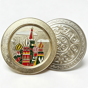 ถาดโลหะสถาปัตยกรรมรัสเซียแบบดั้งเดิมเคลือบทองคำ รูปทรงกลม ของที่ระลึก งานศิลปะตกแต่ง - Product Image 3