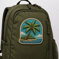 Patch personnalisé brodé thermocollant Palm Tree avec bordure 3D Merrow pour sweat-shirt