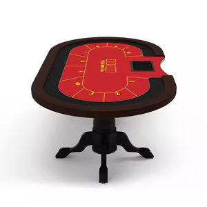 Table de poker ovale en bois pour les mains de poker Texas Hold'Em pour le jeu ou l'utilisation de Mahjong - Product Image 3