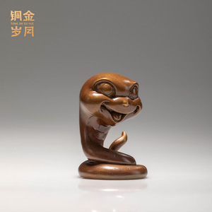 <b>Copper</b> And Gold Years Brass Snake Figurine Q Version Handmade Animal Sculpture For Living Room <b>Table</b> Decoration - Product Image 3