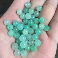 Vente en gros de perles rondes en jade vert jadeite birman du Myanmar de 7 mm, de couleur bleu eau, pour la fabrication de bijoux